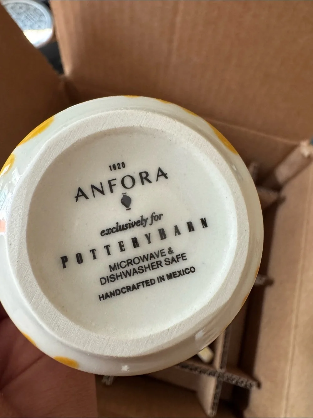 POTTERY BARN Puebla Yellow Espresso Cups